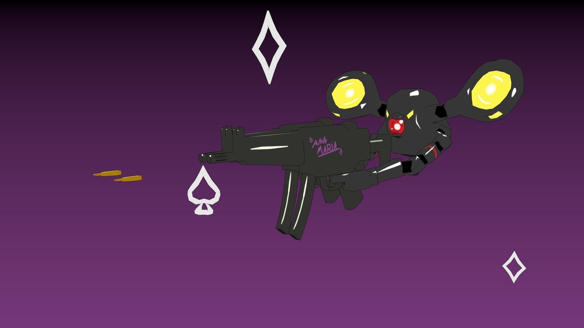 Machinegun Drone Low-poly 3D model_2