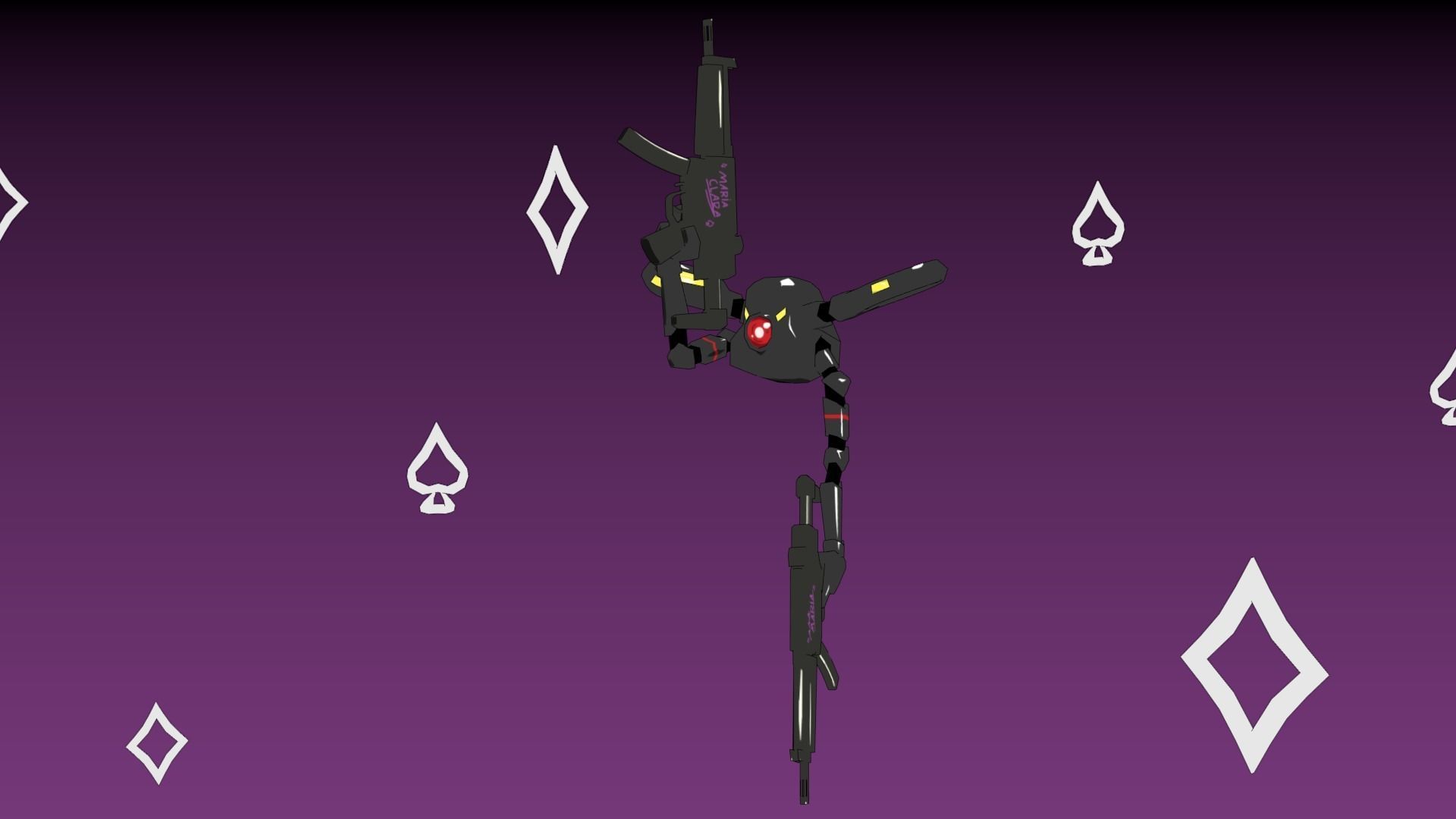 Machinegun Drone Low-poly 3D model_3