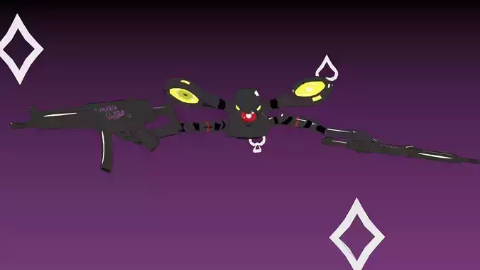 Machinegun Drone Low-poly 3D model