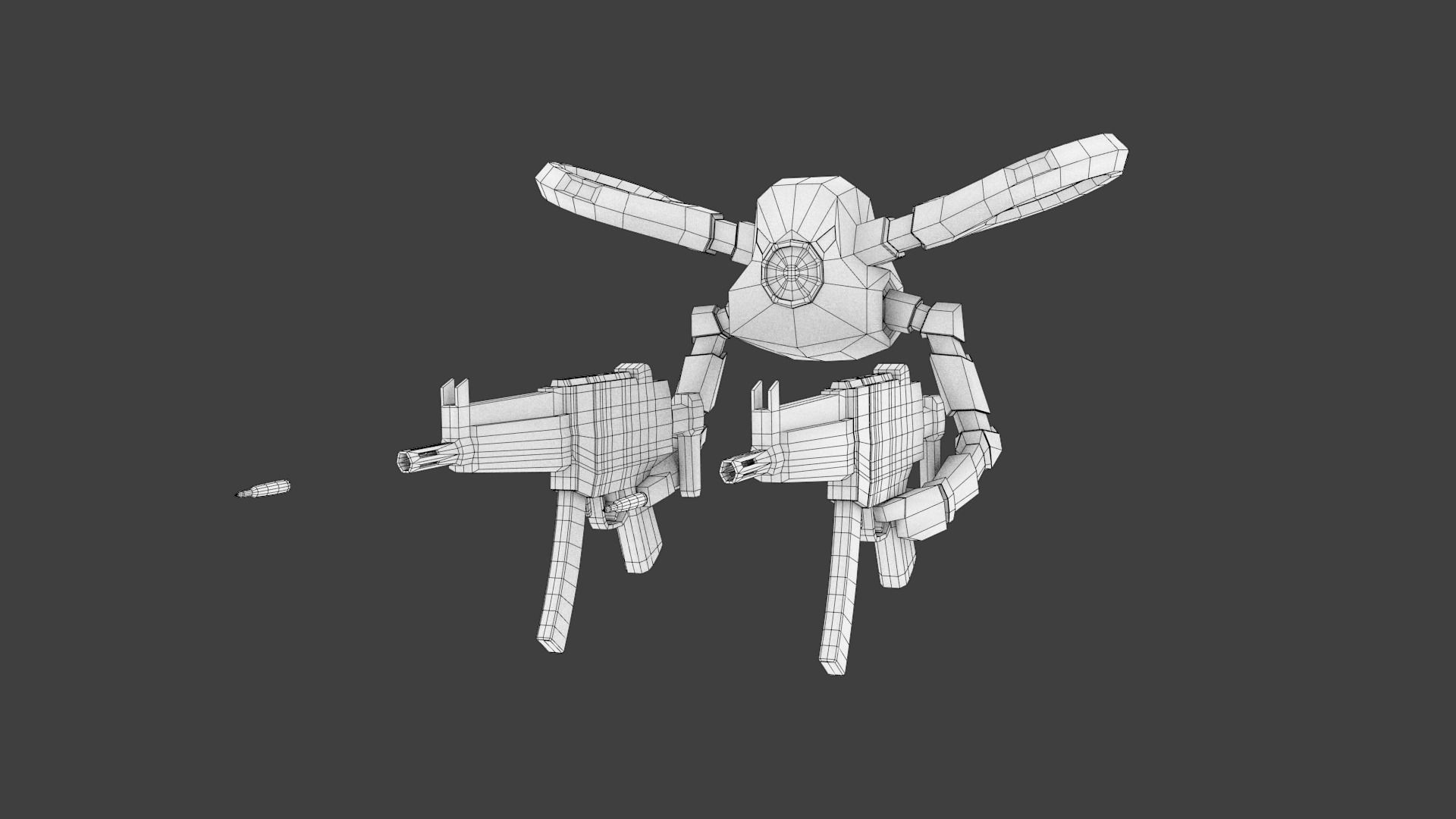 Machinegun Drone Low-poly 3D model_5