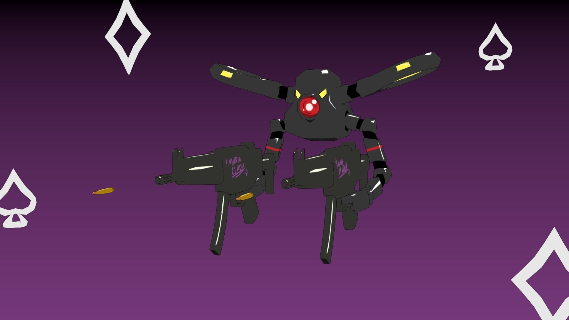 Machinegun Drone Low-poly 3D model_4