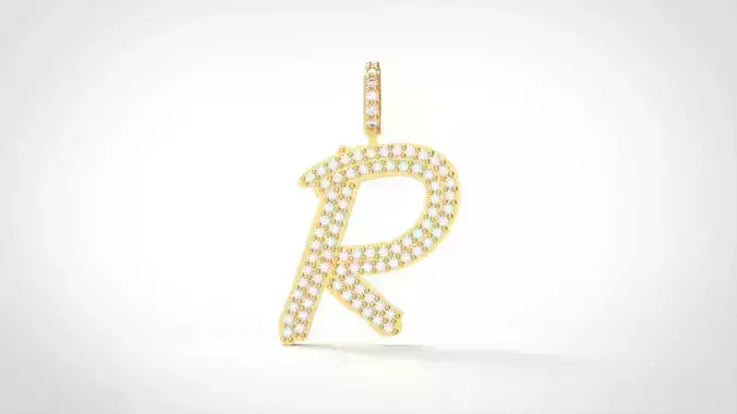 Model 811 Initial R Diamond Letter Pendant 3D print model