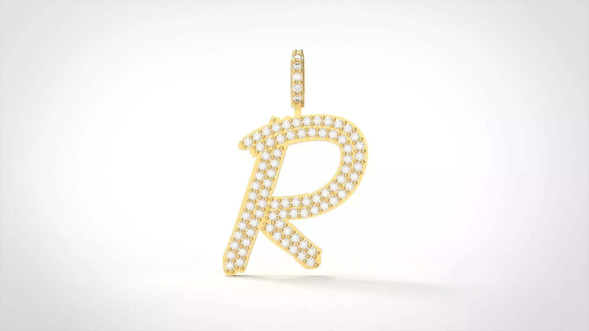 Model 811 Initial R Diamond Letter Pendant 3D print model_0
