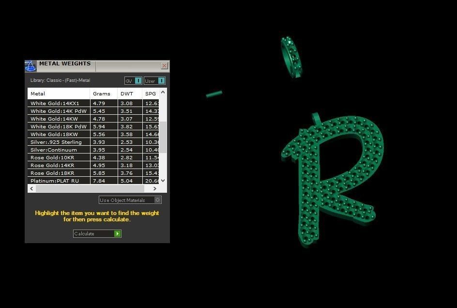 Model 811 Initial R Diamond Letter Pendant 3D print model_11