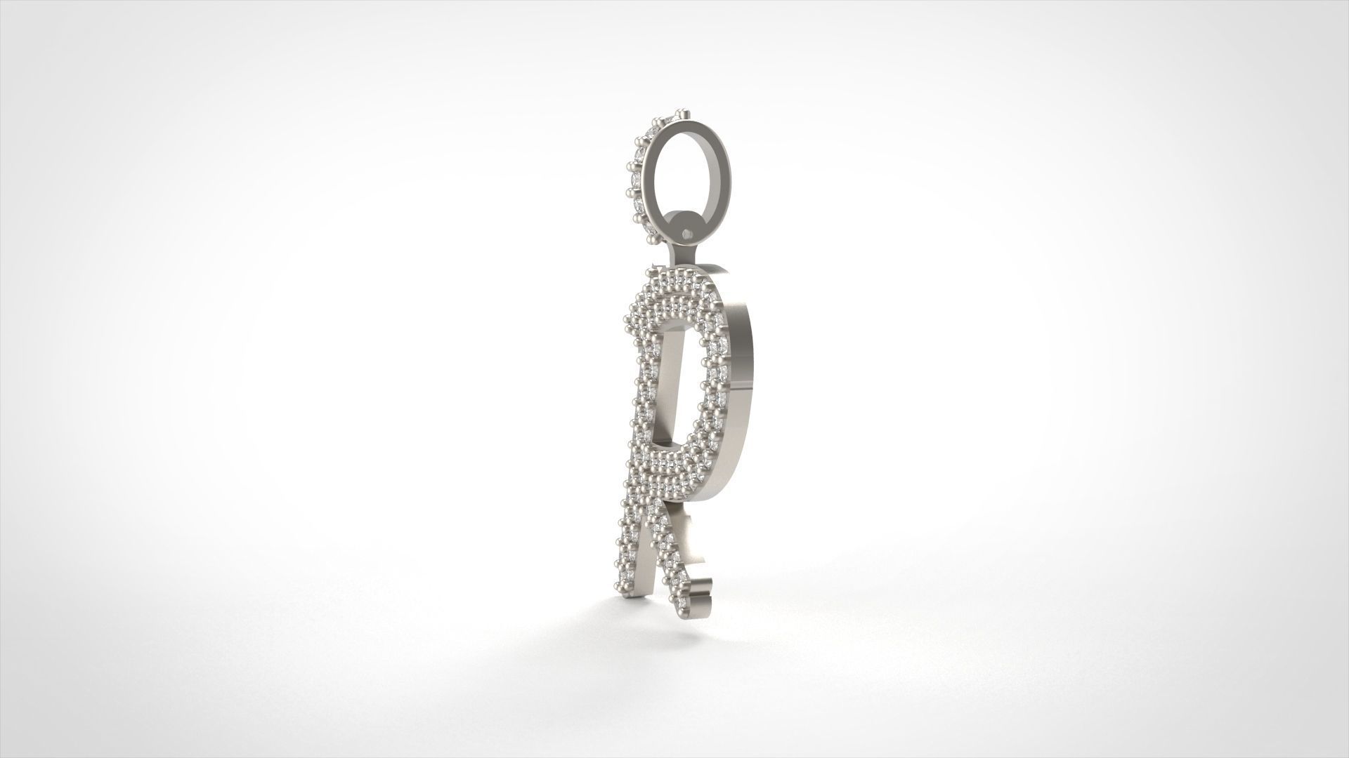 Model 811 Initial R Diamond Letter Pendant 3D print model_3