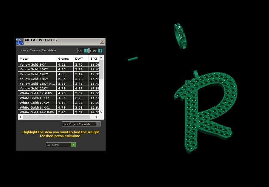 Model 811 Initial R Diamond Letter Pendant 3D print model_10