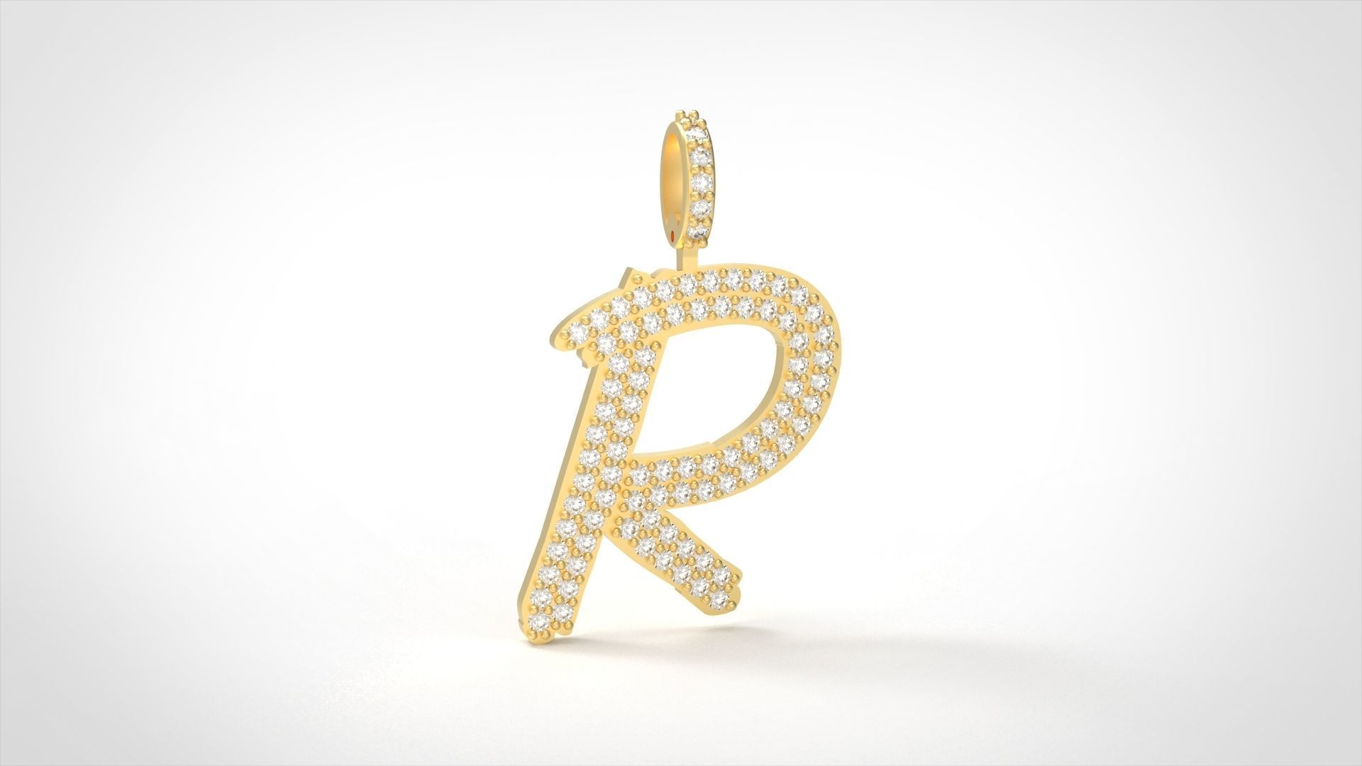 Model 811 Initial R Diamond Letter Pendant 3D print model_2