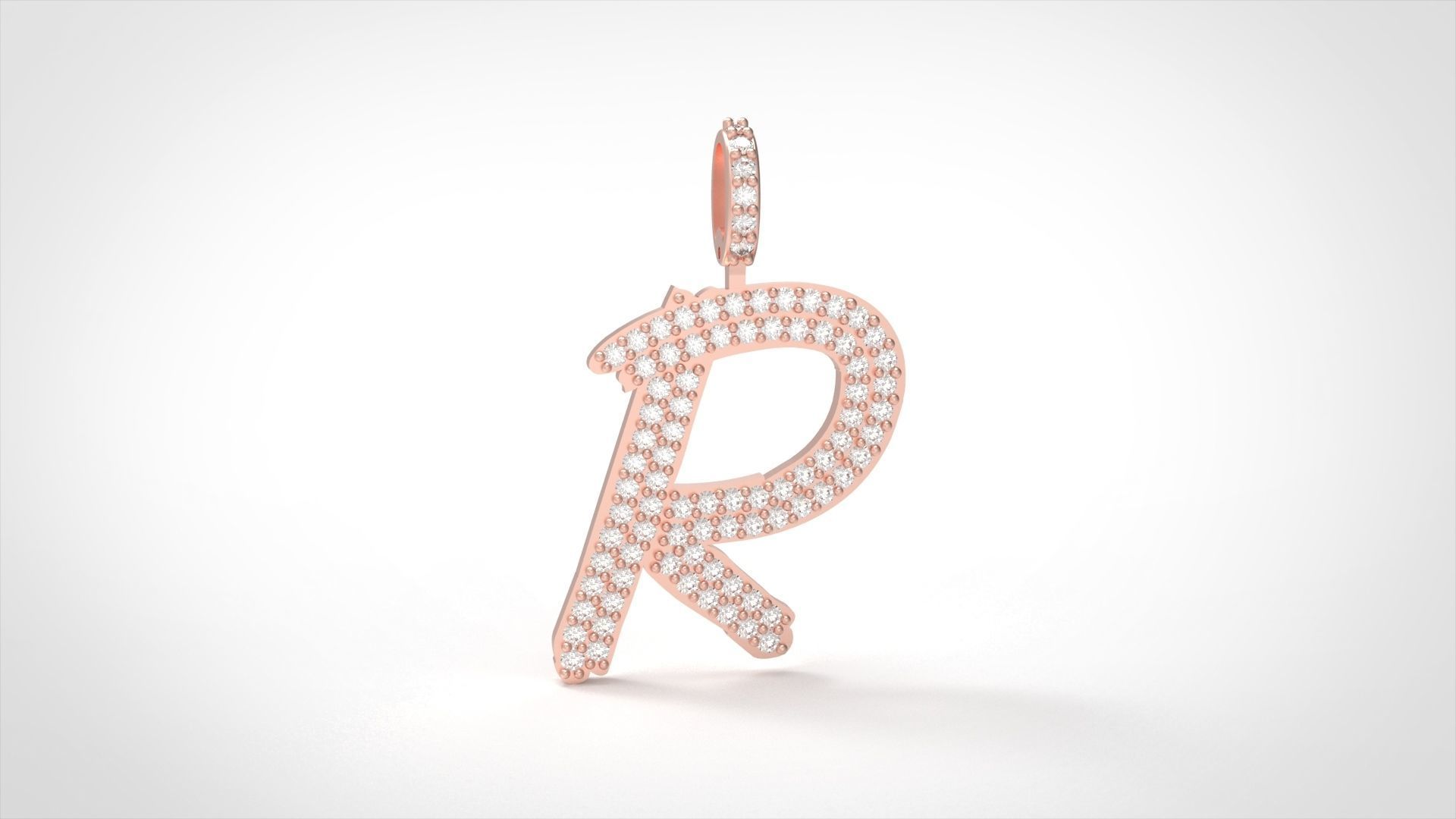 Model 811 Initial R Diamond Letter Pendant 3D print model_1