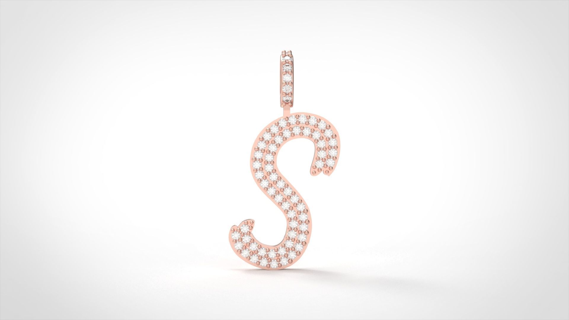 Model 812 Initial S Diamond Letter Pendant 3D print model_3