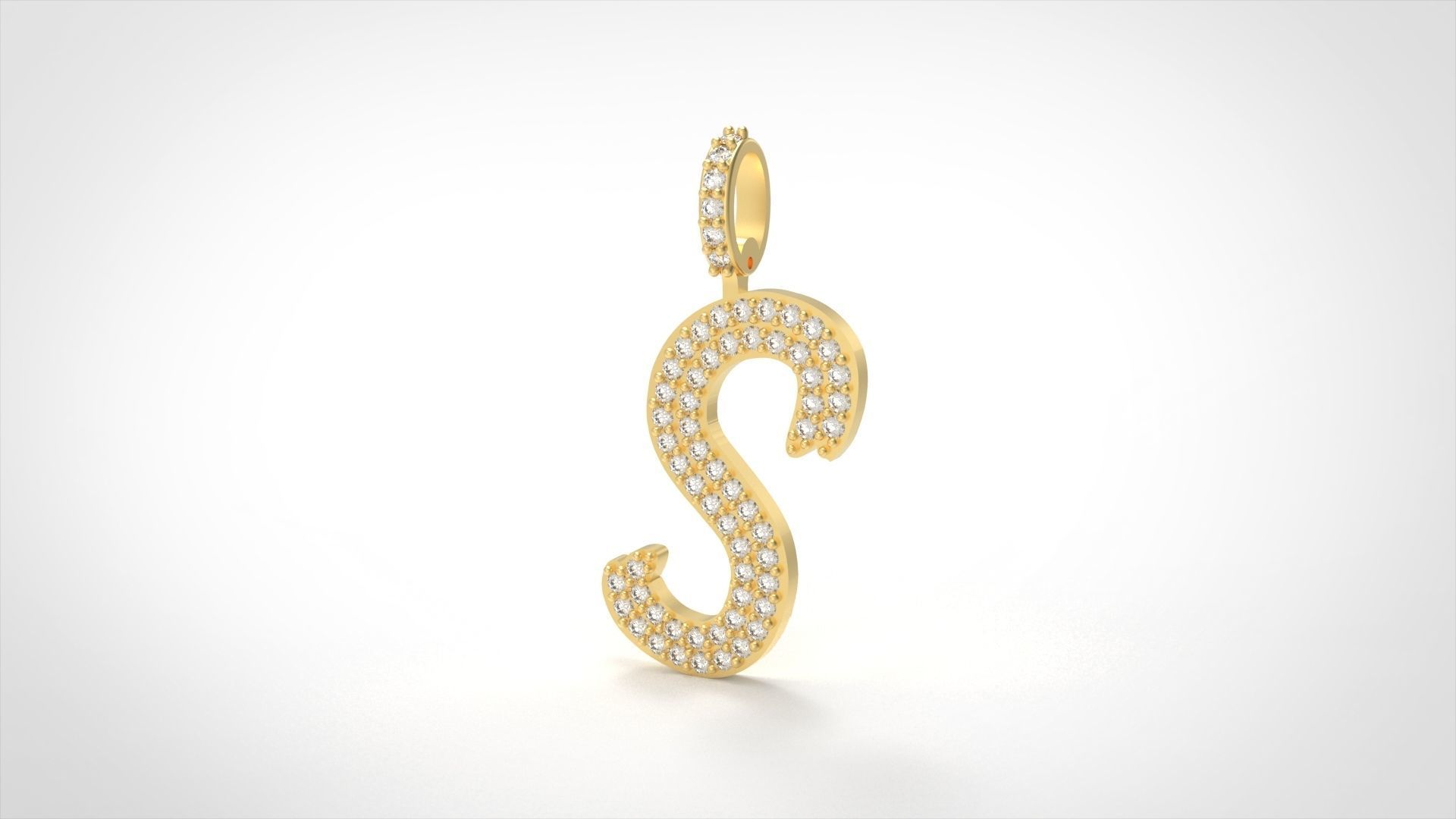 Model 812 Initial S Diamond Letter Pendant 3D print model_1