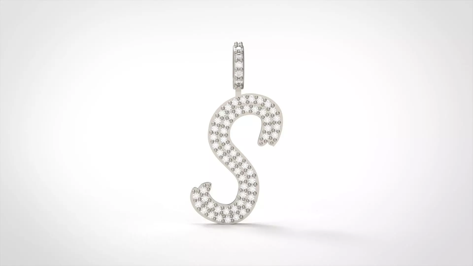 Model 812 Initial S Diamond Letter Pendant 3D print model_0