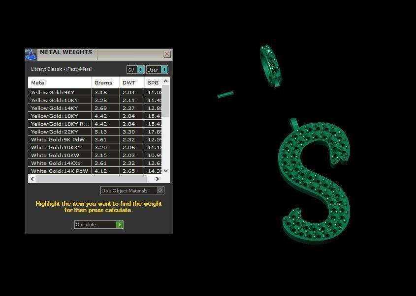 Model 812 Initial S Diamond Letter Pendant 3D print model_11