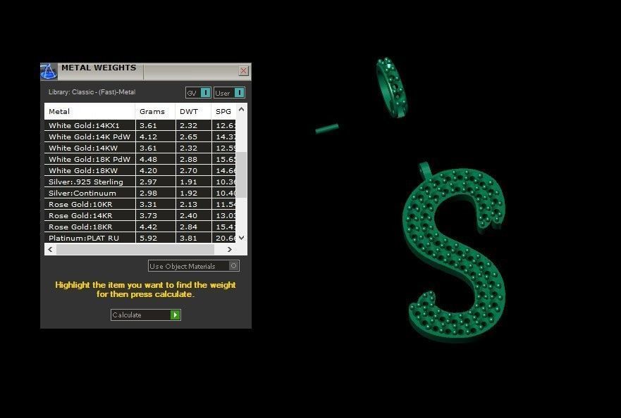 Model 812 Initial S Diamond Letter Pendant 3D print model_12