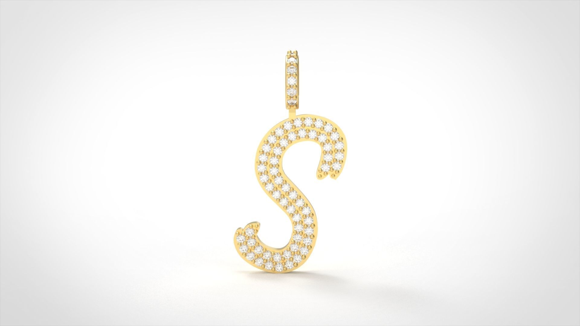 Model 812 Initial S Diamond Letter Pendant 3D print model_2