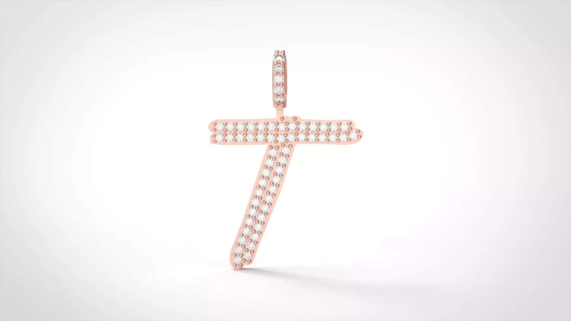 Model 813 Initial T Diamond Letter Pendant 3D print model_0