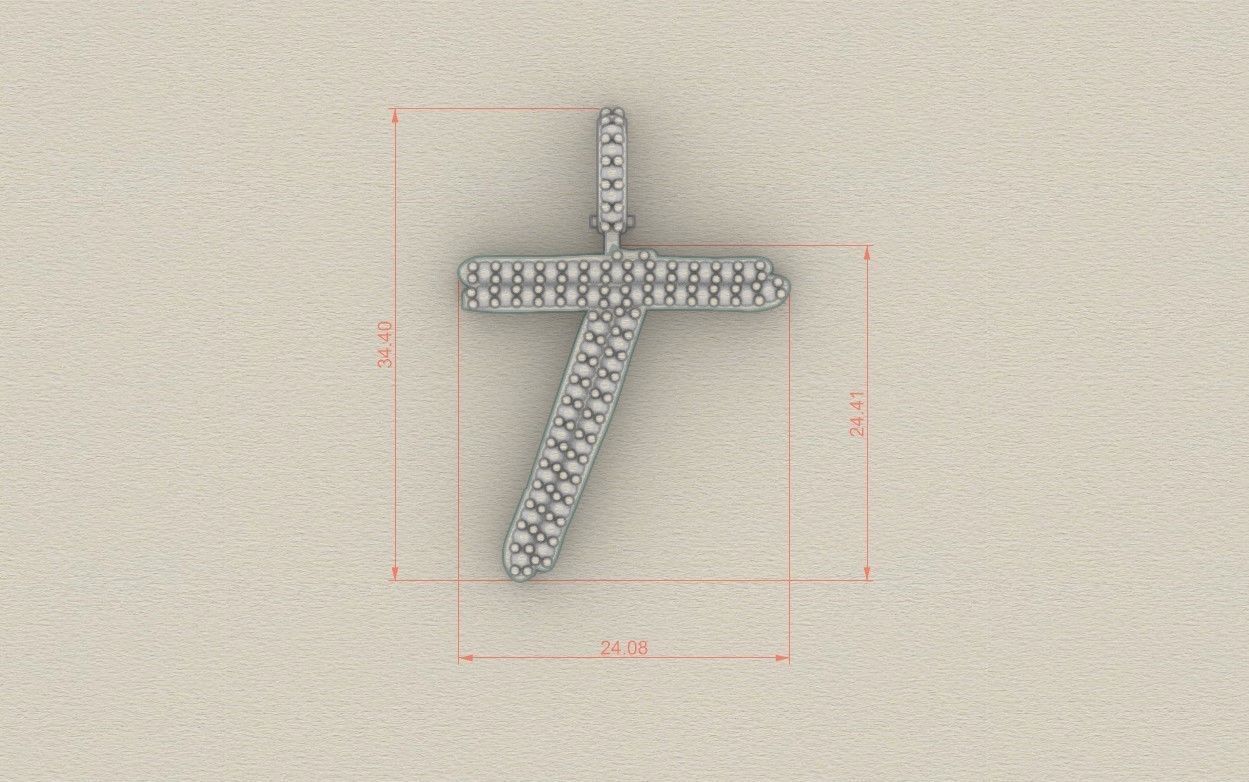 Model 813 Initial T Diamond Letter Pendant 3D print model_5