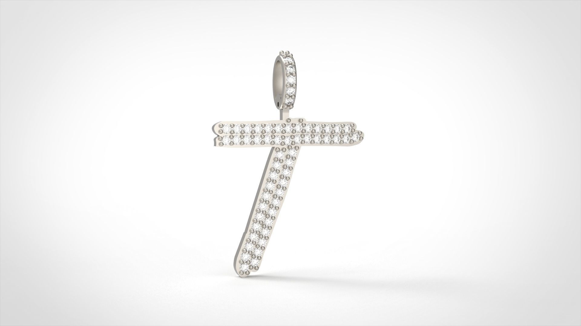 Model 813 Initial T Diamond Letter Pendant 3D print model_3