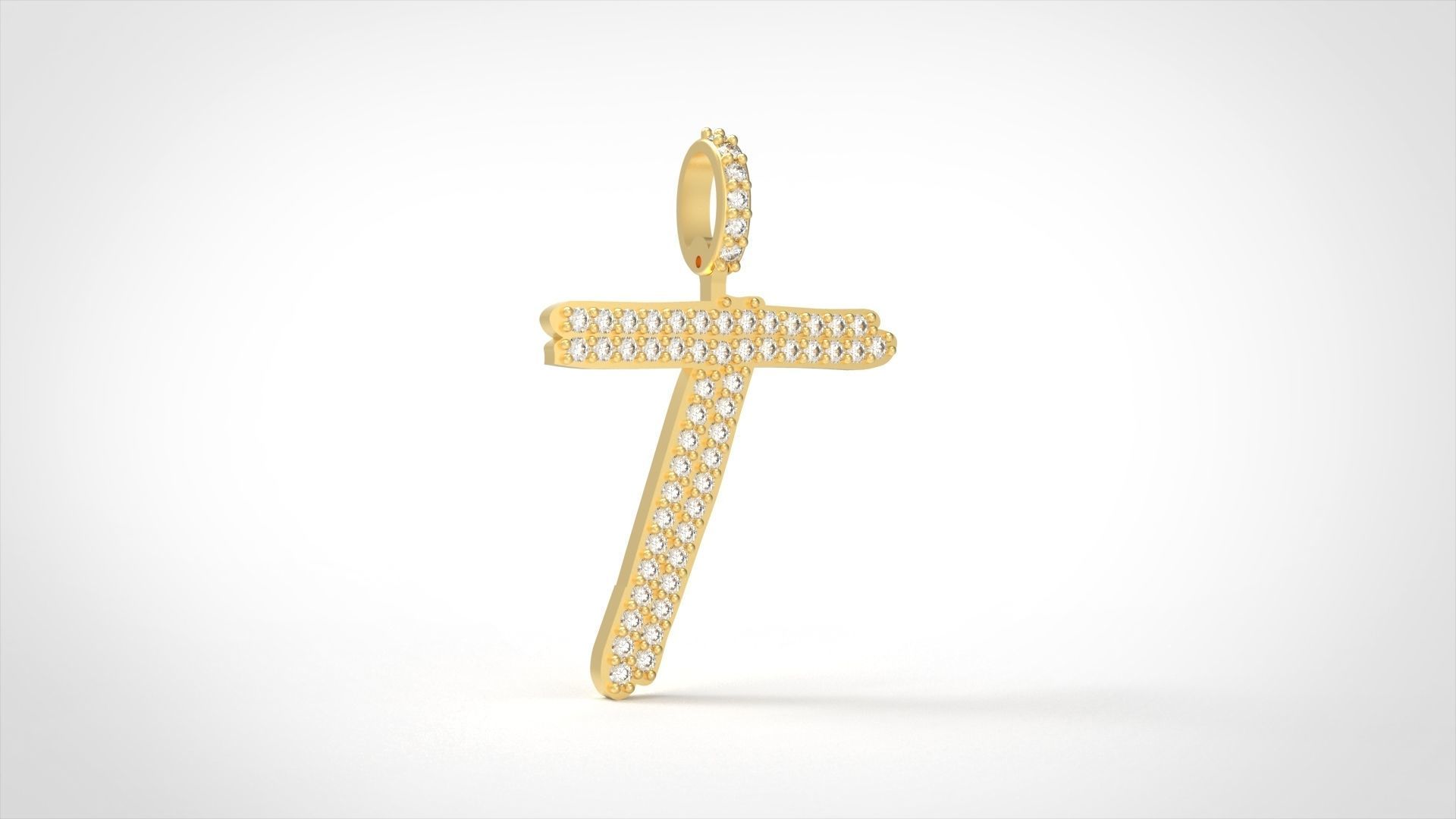 Model 813 Initial T Diamond Letter Pendant 3D print model_2