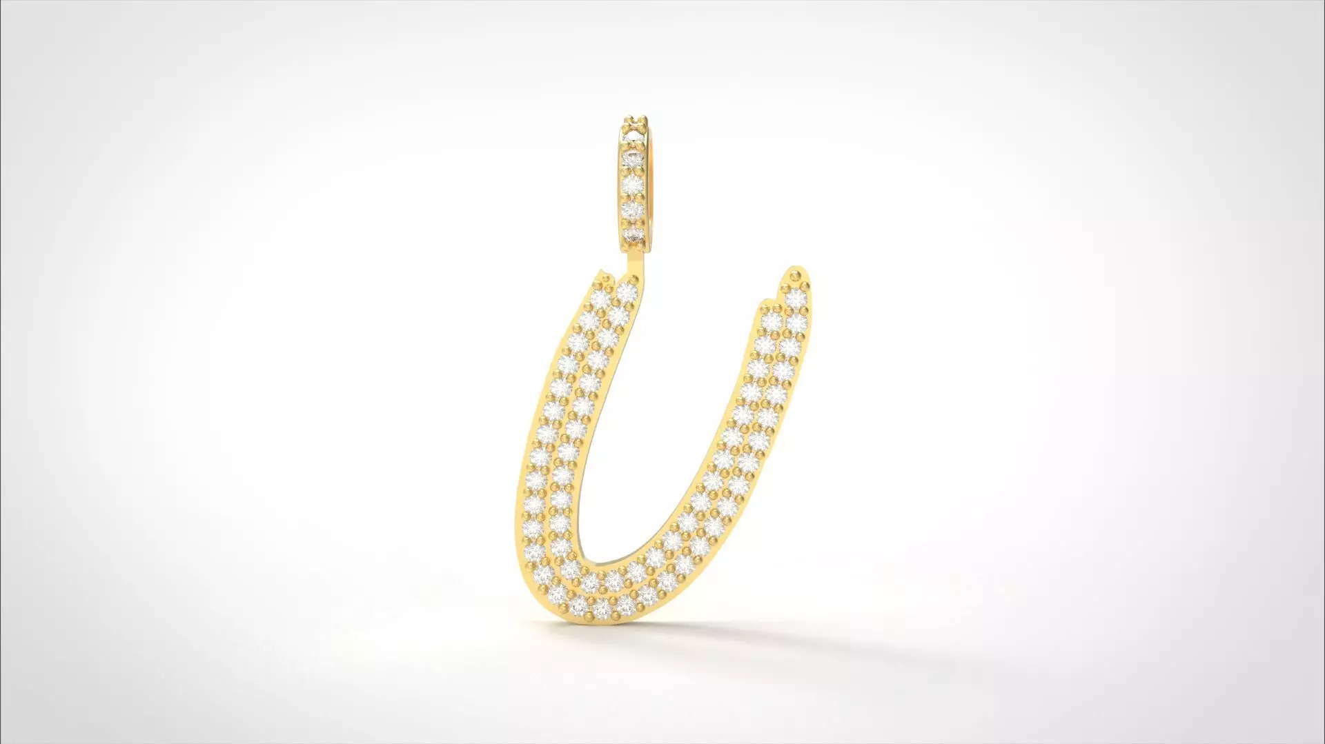 Model 814 Initial U Diamond Letter Pendant 3D print model_0
