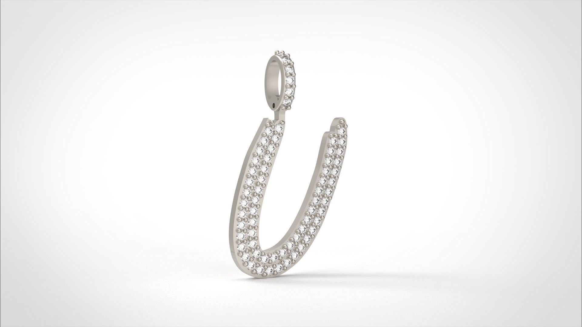 Model 814 Initial U Diamond Letter Pendant 3D print model_3