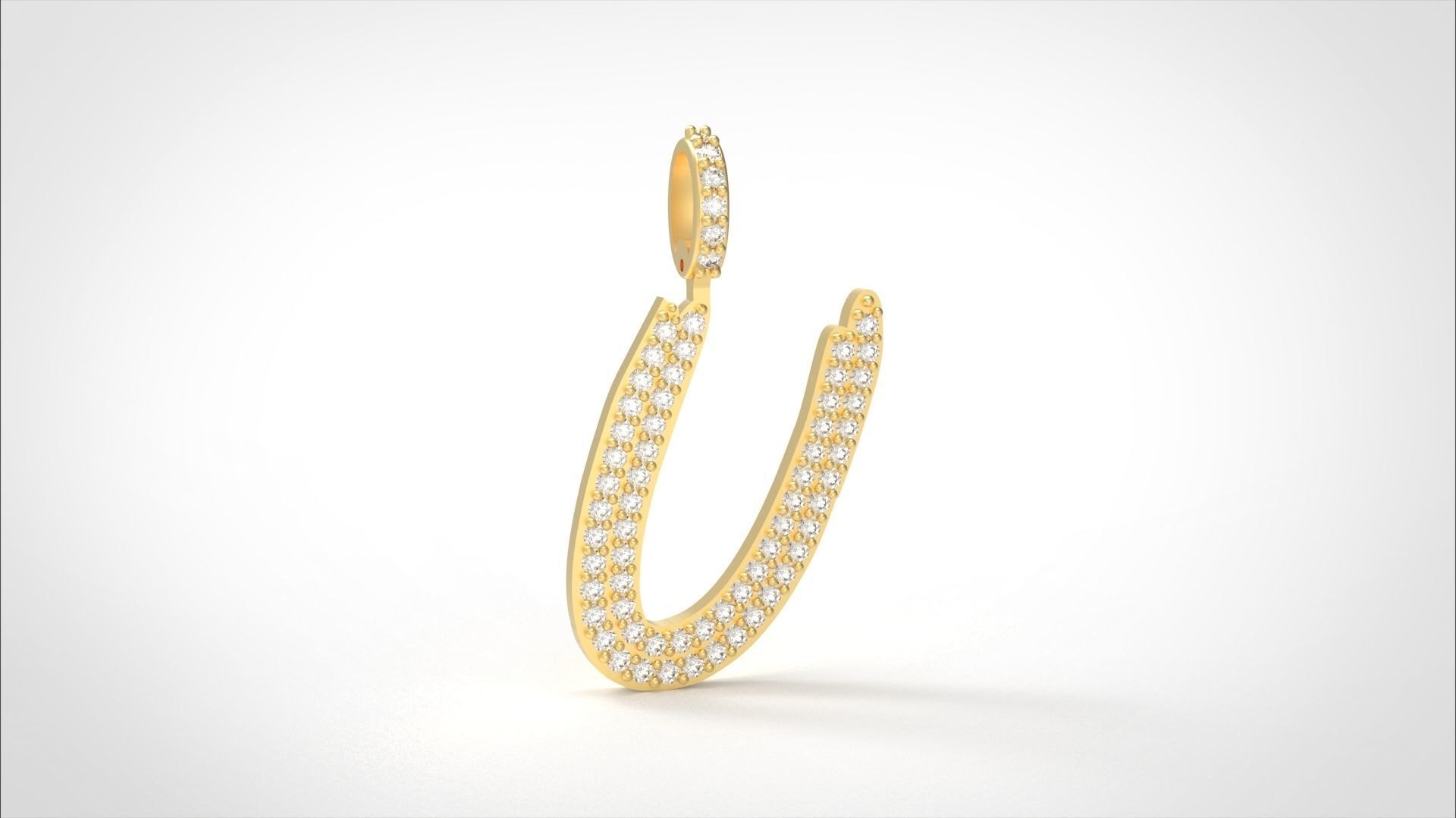 Model 814 Initial U Diamond Letter Pendant 3D print model_2