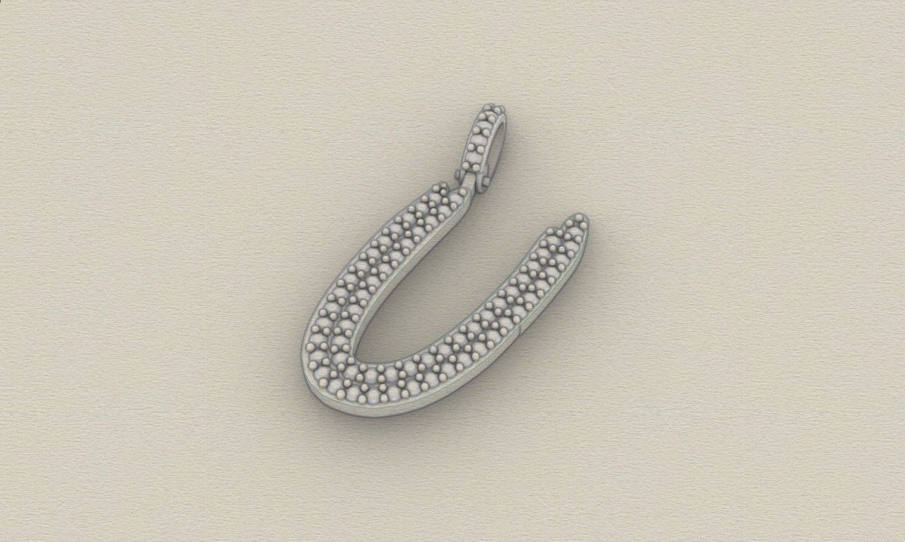 Model 814 Initial U Diamond Letter Pendant 3D print model_8
