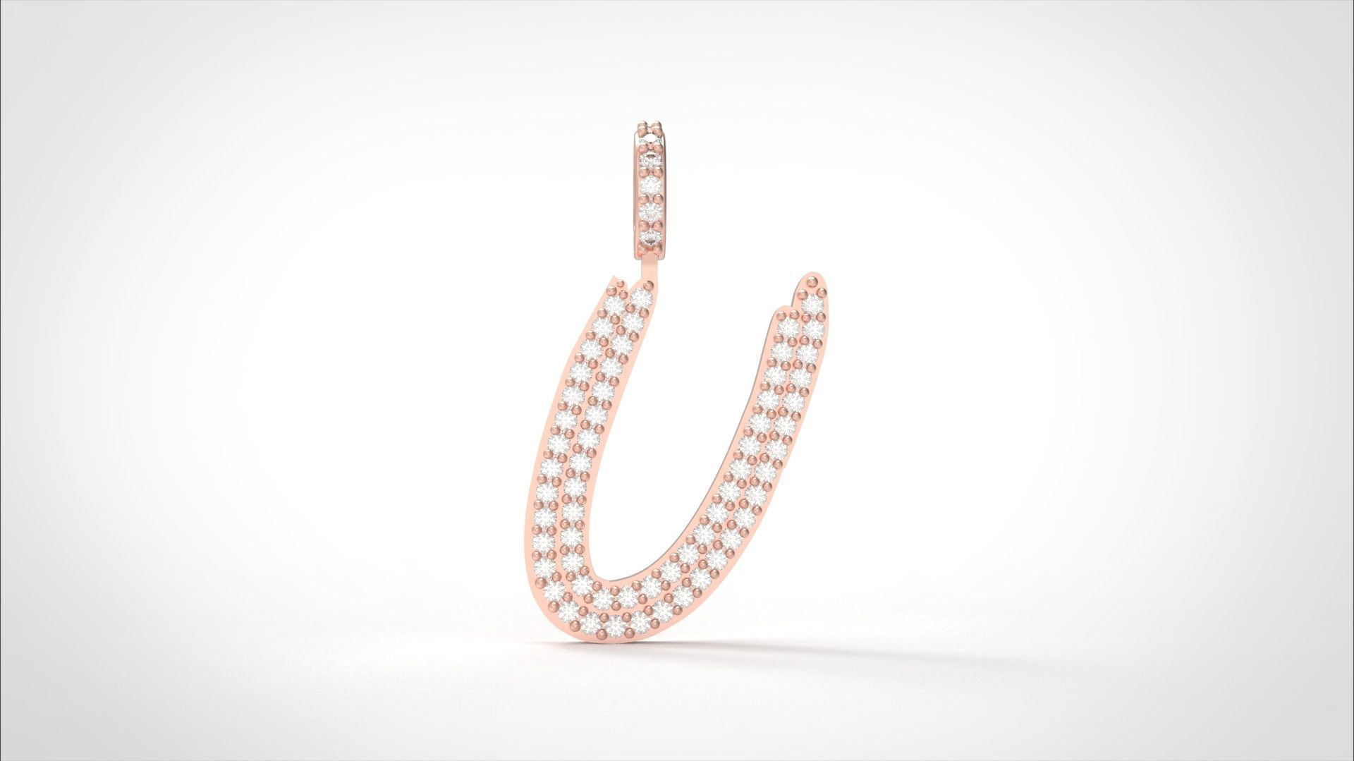 Model 814 Initial U Diamond Letter Pendant 3D print model_1