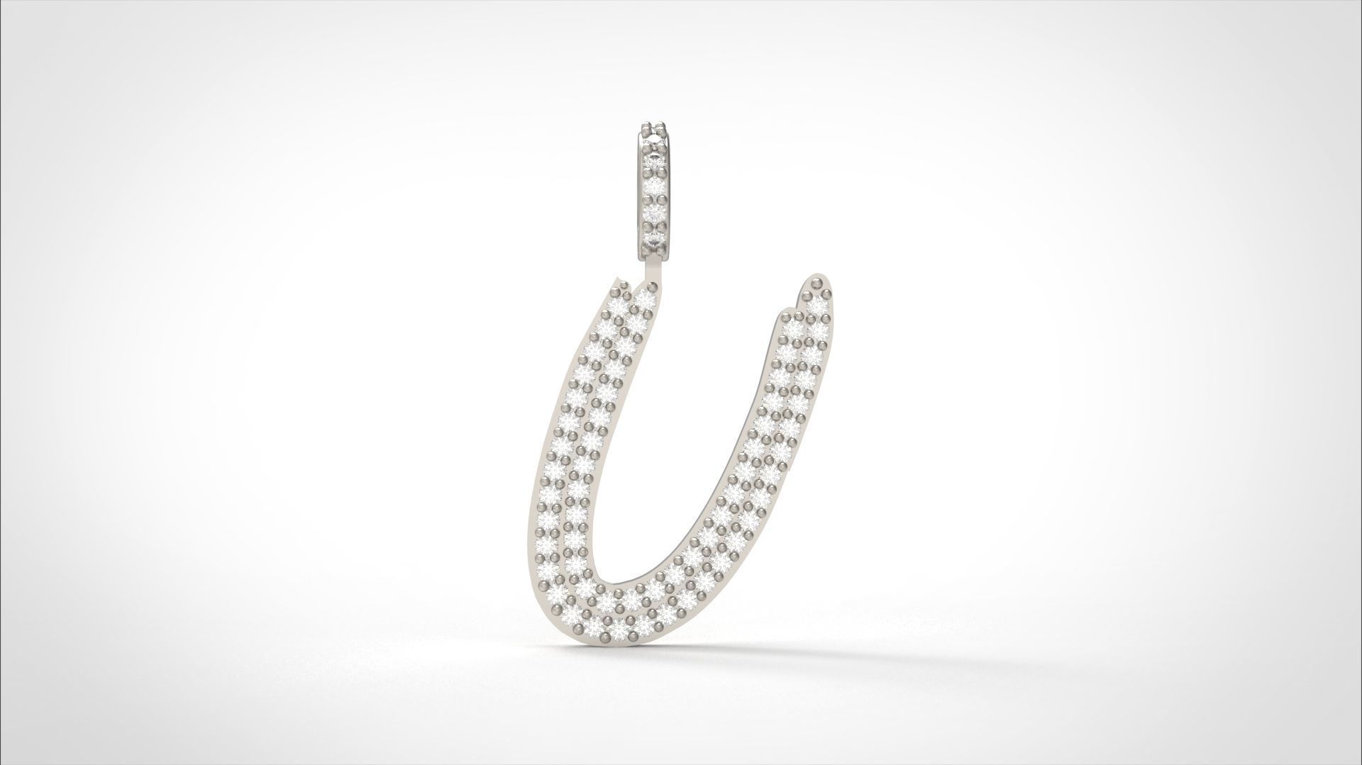 Model 814 Initial U Diamond Letter Pendant 3D print model_4