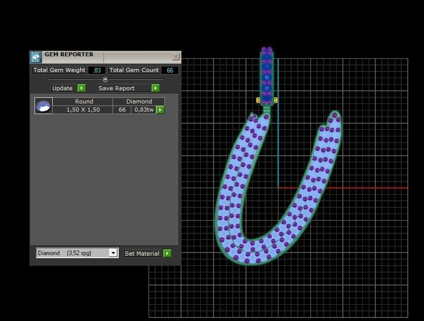 Model 814 Initial U Diamond Letter Pendant 3D print model_10