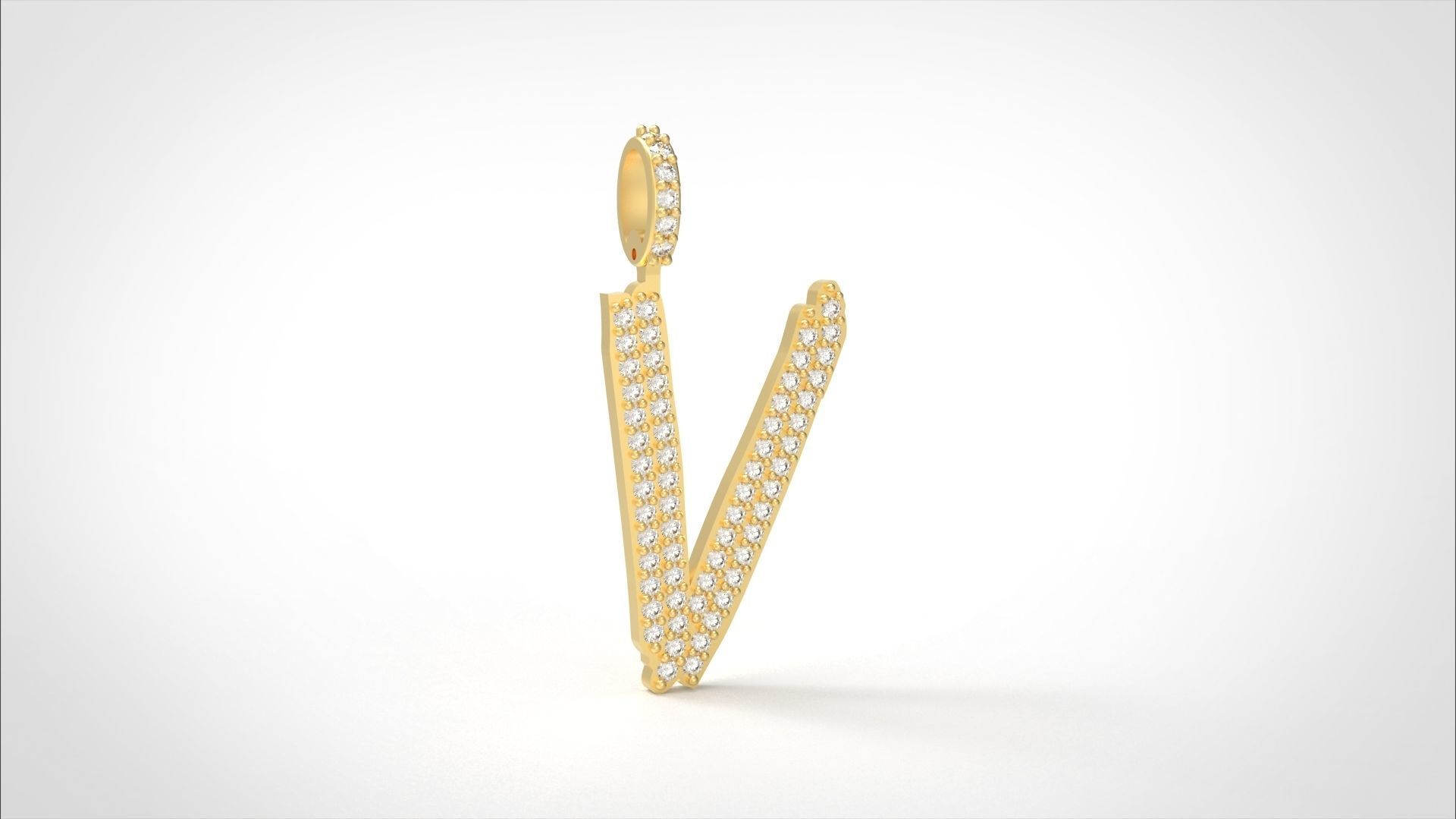 Model 815 Initial V Diamond Letter Pendant 3D print model_3