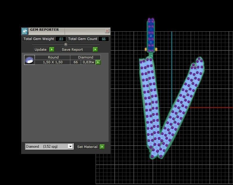 Model 815 Initial V Diamond Letter Pendant 3D print model_10