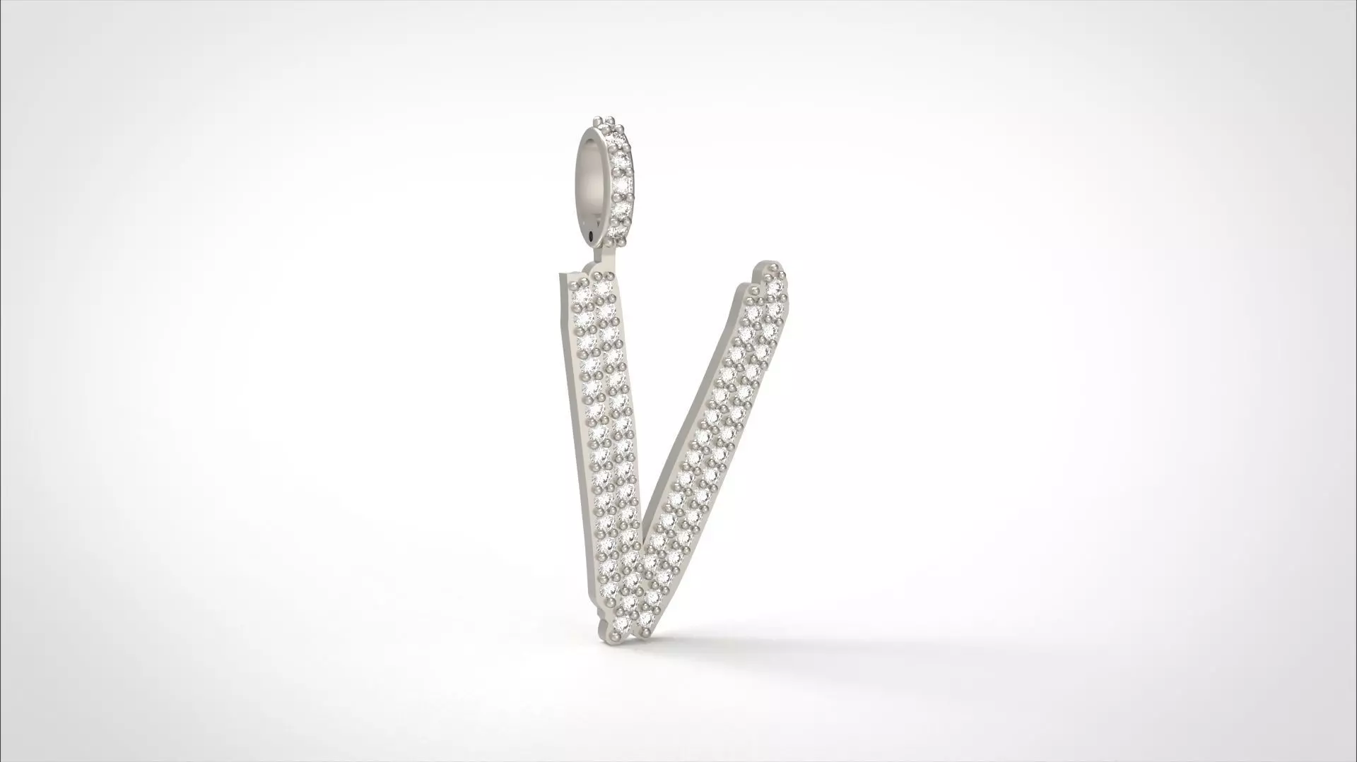 Model 815 Initial V Diamond Letter Pendant 3D print model_0
