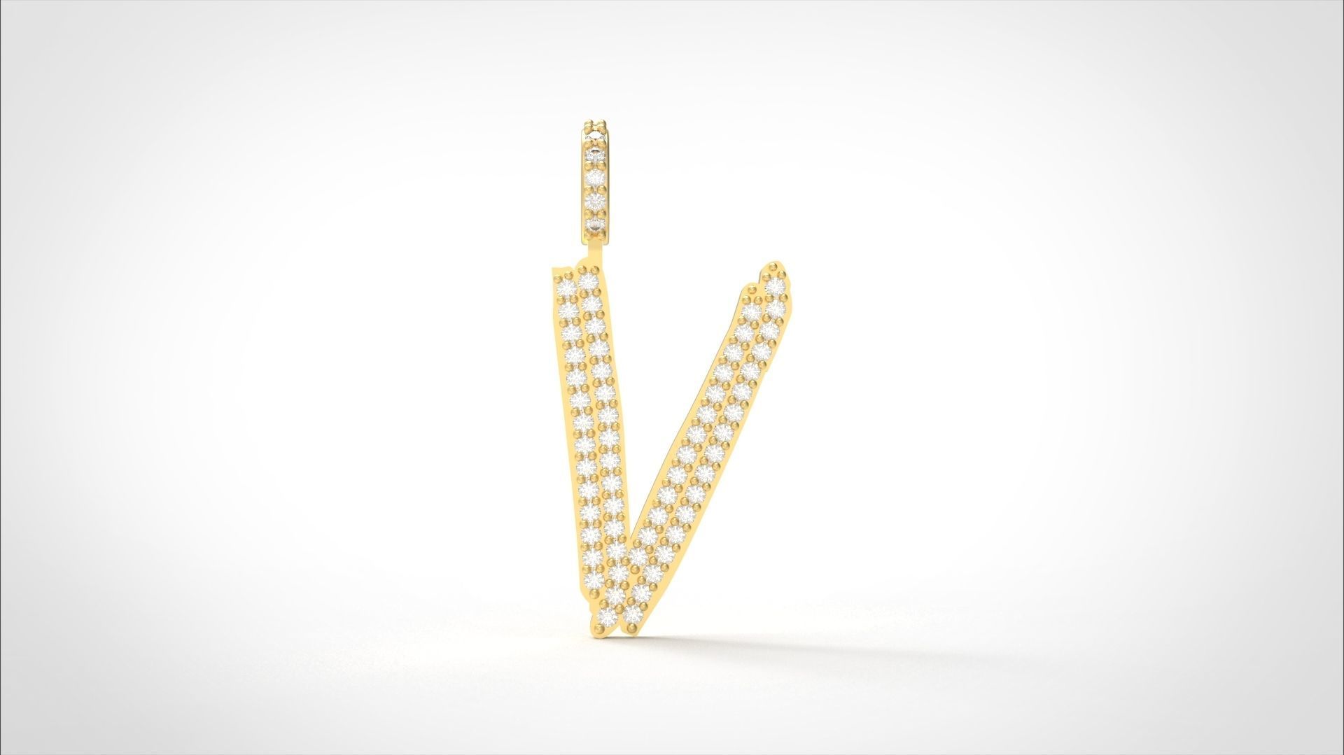 Model 815 Initial V Diamond Letter Pendant 3D print model_2