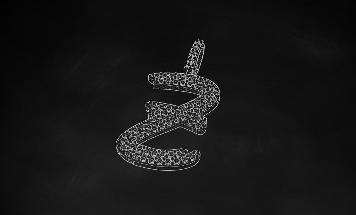 Model 817 Initial Z Diamond Letter Pendant 3D print model_9