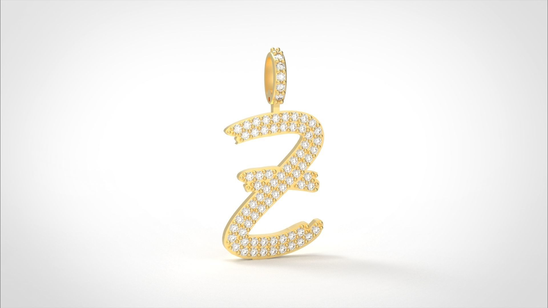 Model 817 Initial Z Diamond Letter Pendant 3D print model_2