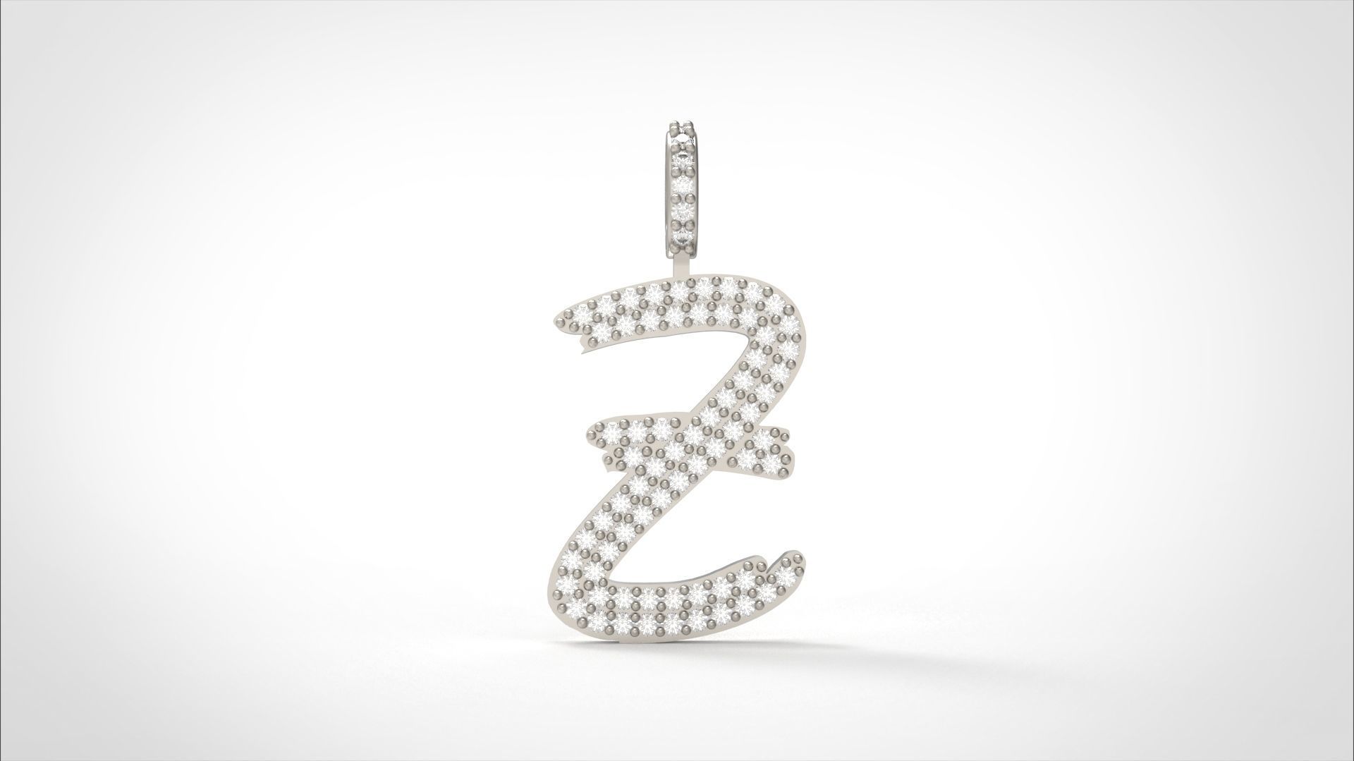 Model 817 Initial Z Diamond Letter Pendant 3D print model_4