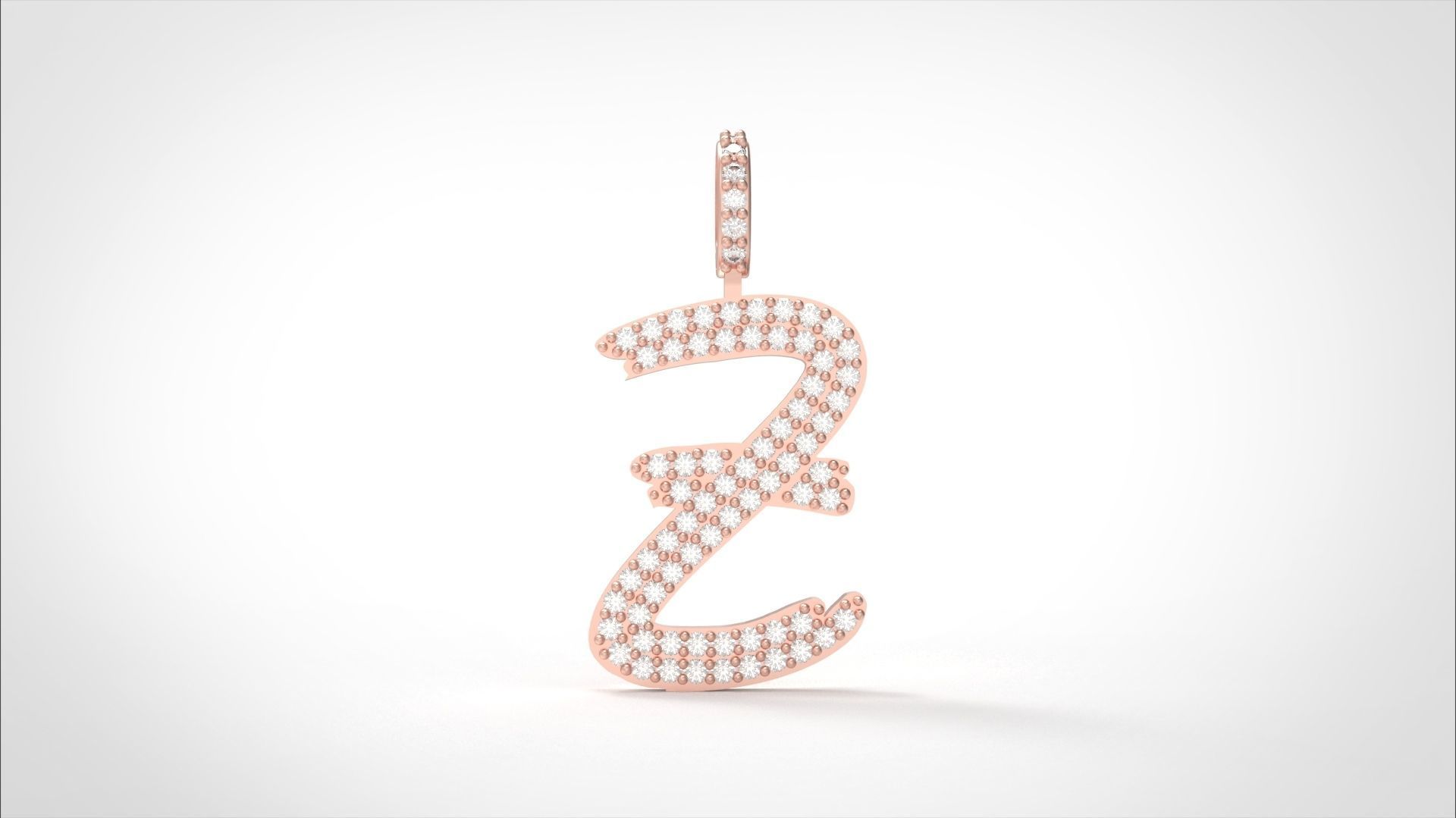 Model 817 Initial Z Diamond Letter Pendant 3D print model_1