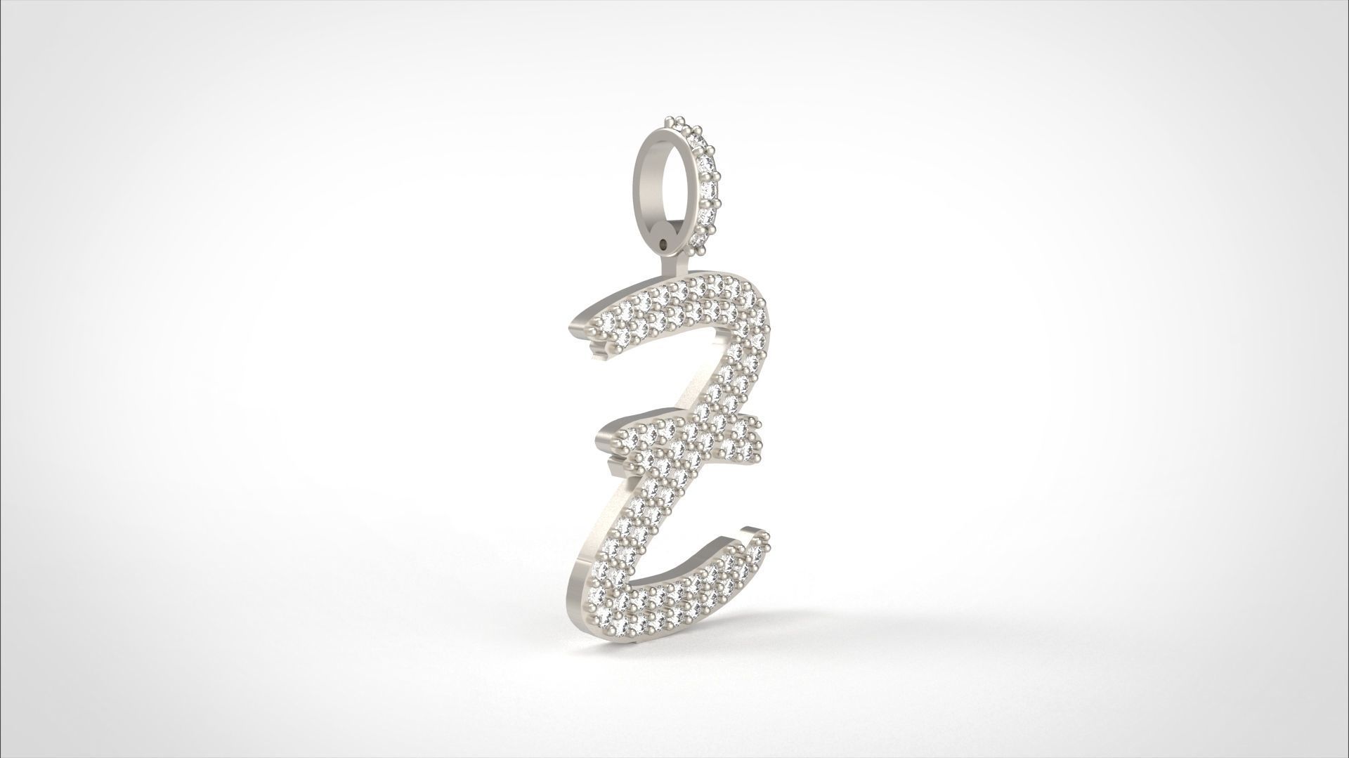 Model 817 Initial Z Diamond Letter Pendant 3D print model_3