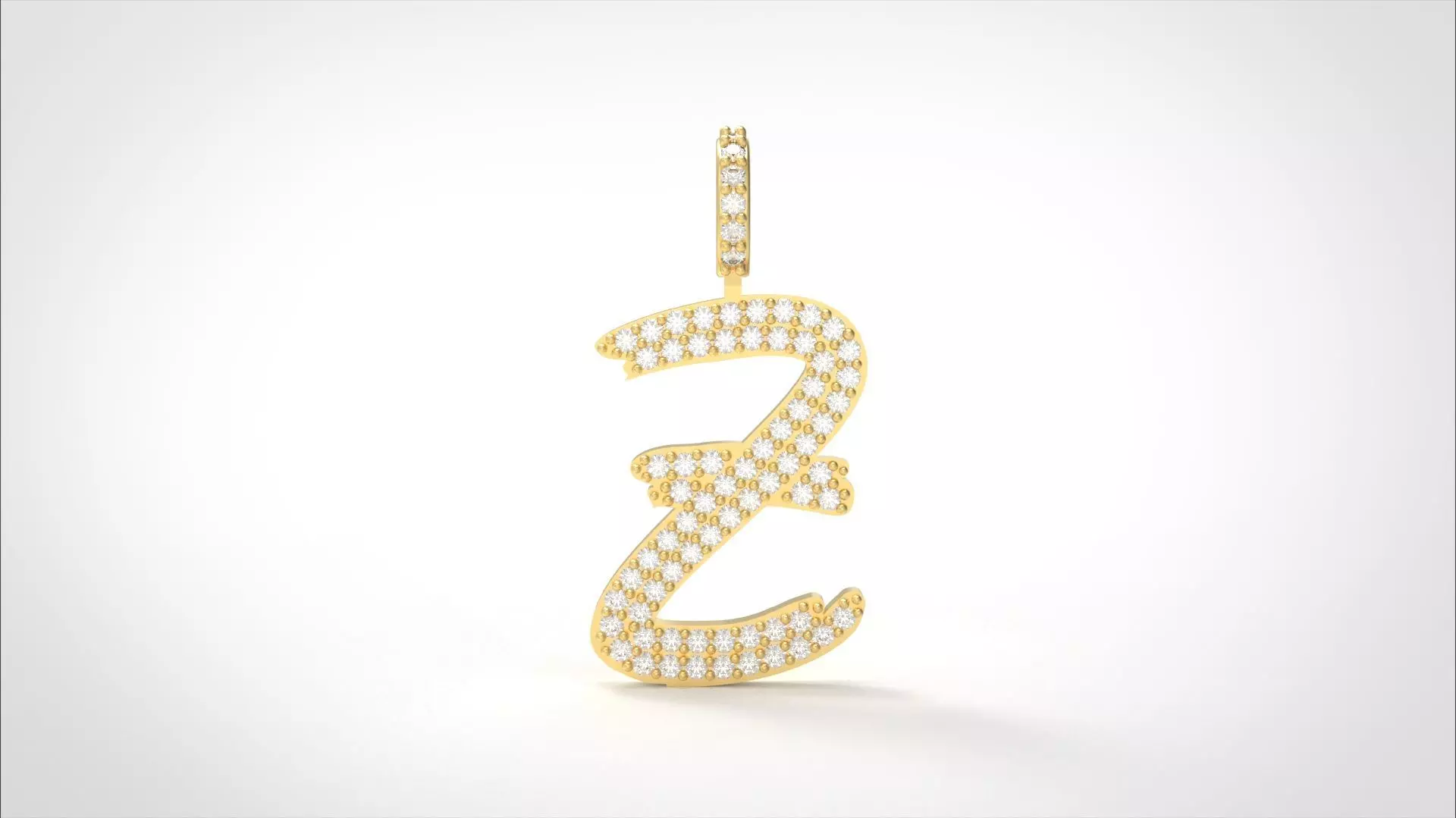 Model 817 Initial Z Diamond Letter Pendant 3D print model_0