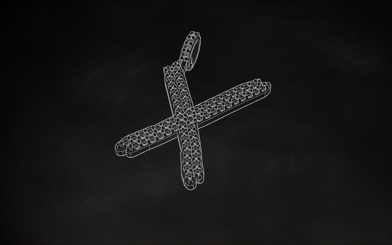 Model 820 Initial X Diamond Letter Pendant 3D print model_9