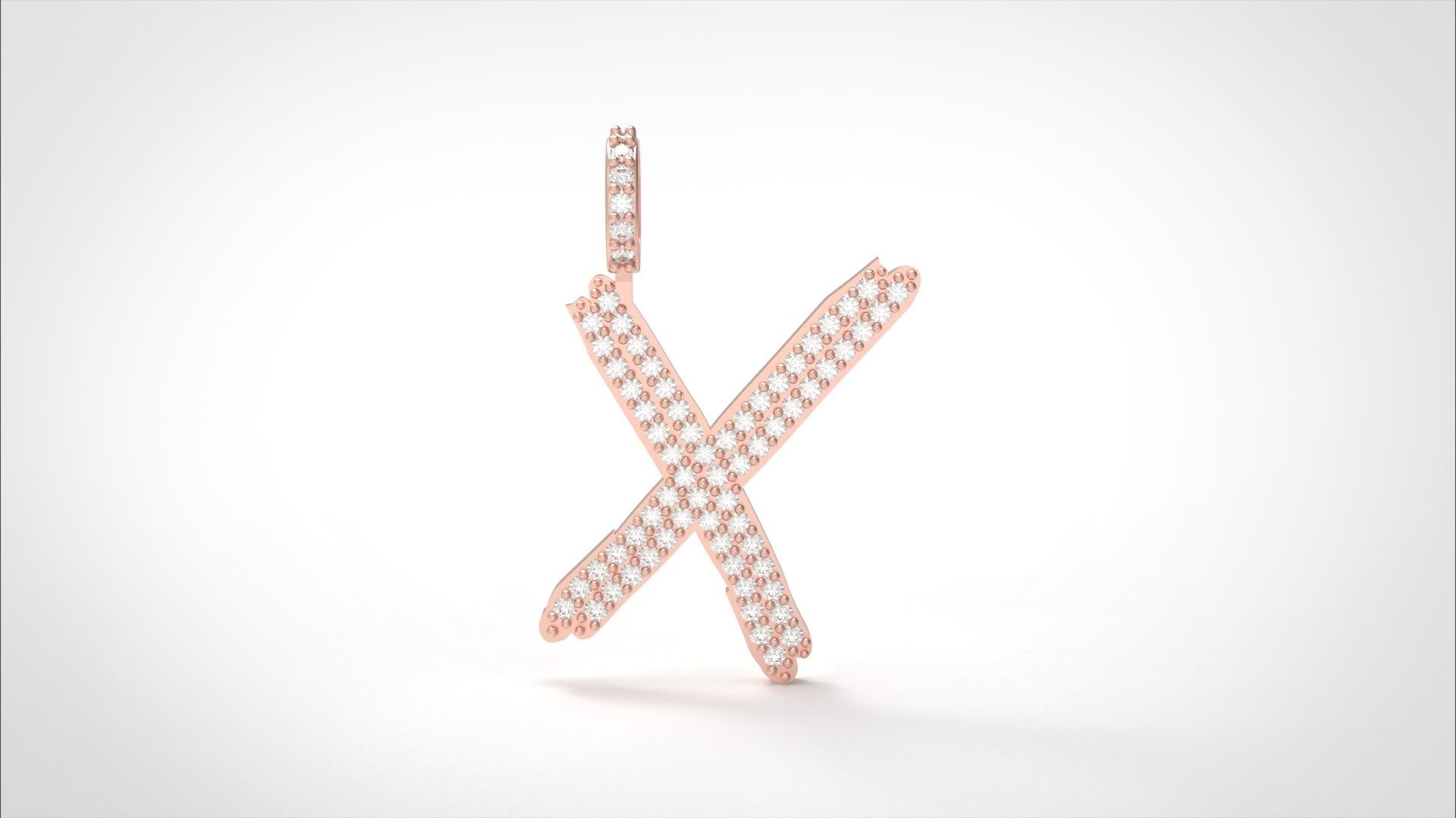 Model 820 Initial X Diamond Letter Pendant 3D print model_2