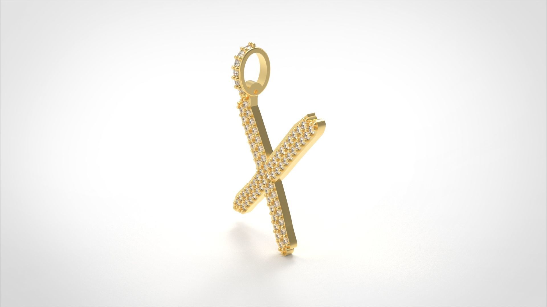 Model 820 Initial X Diamond Letter Pendant 3D print model_3