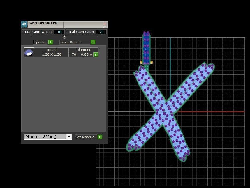 Model 820 Initial X Diamond Letter Pendant 3D print model_10