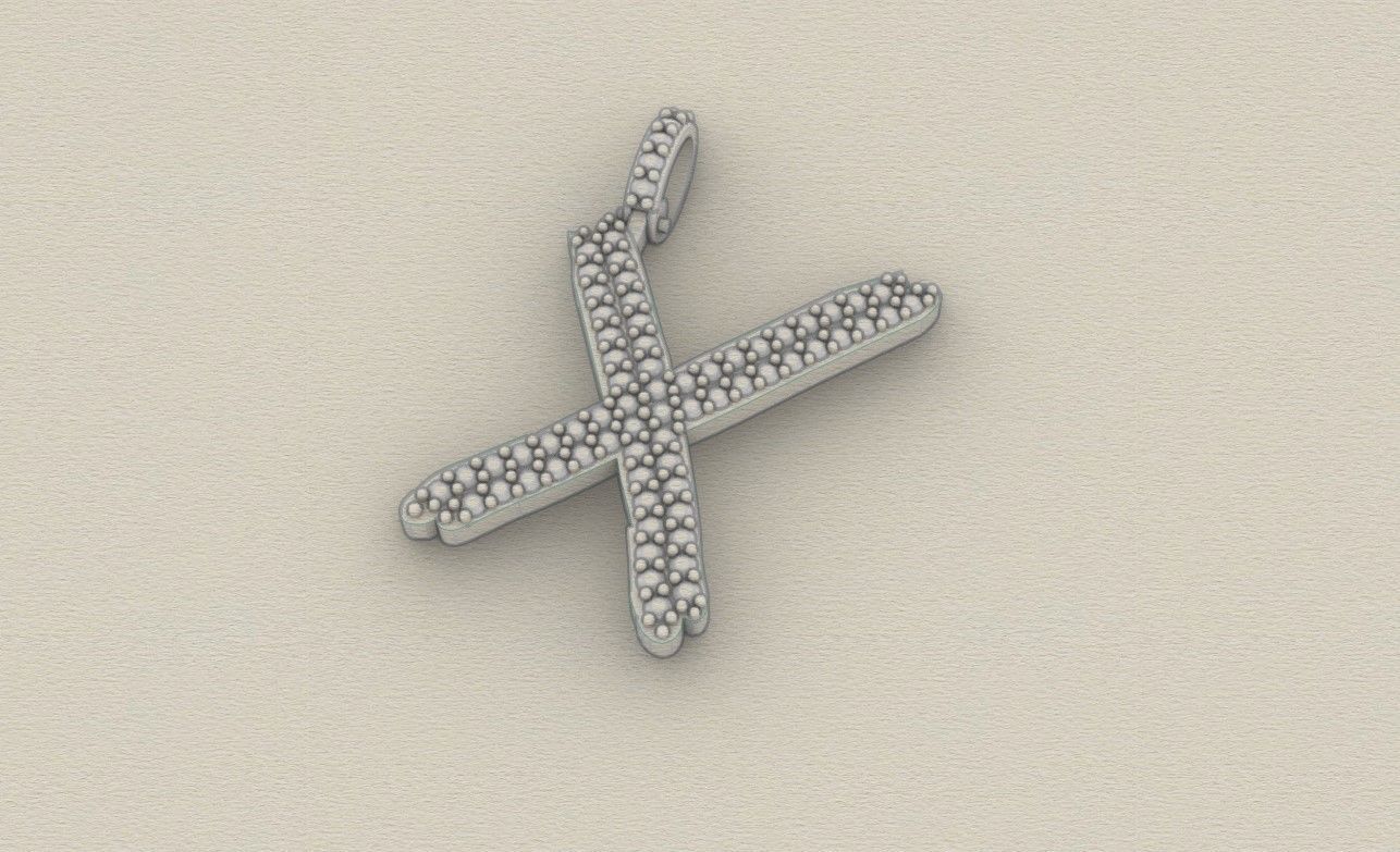 Model 820 Initial X Diamond Letter Pendant 3D print model_8