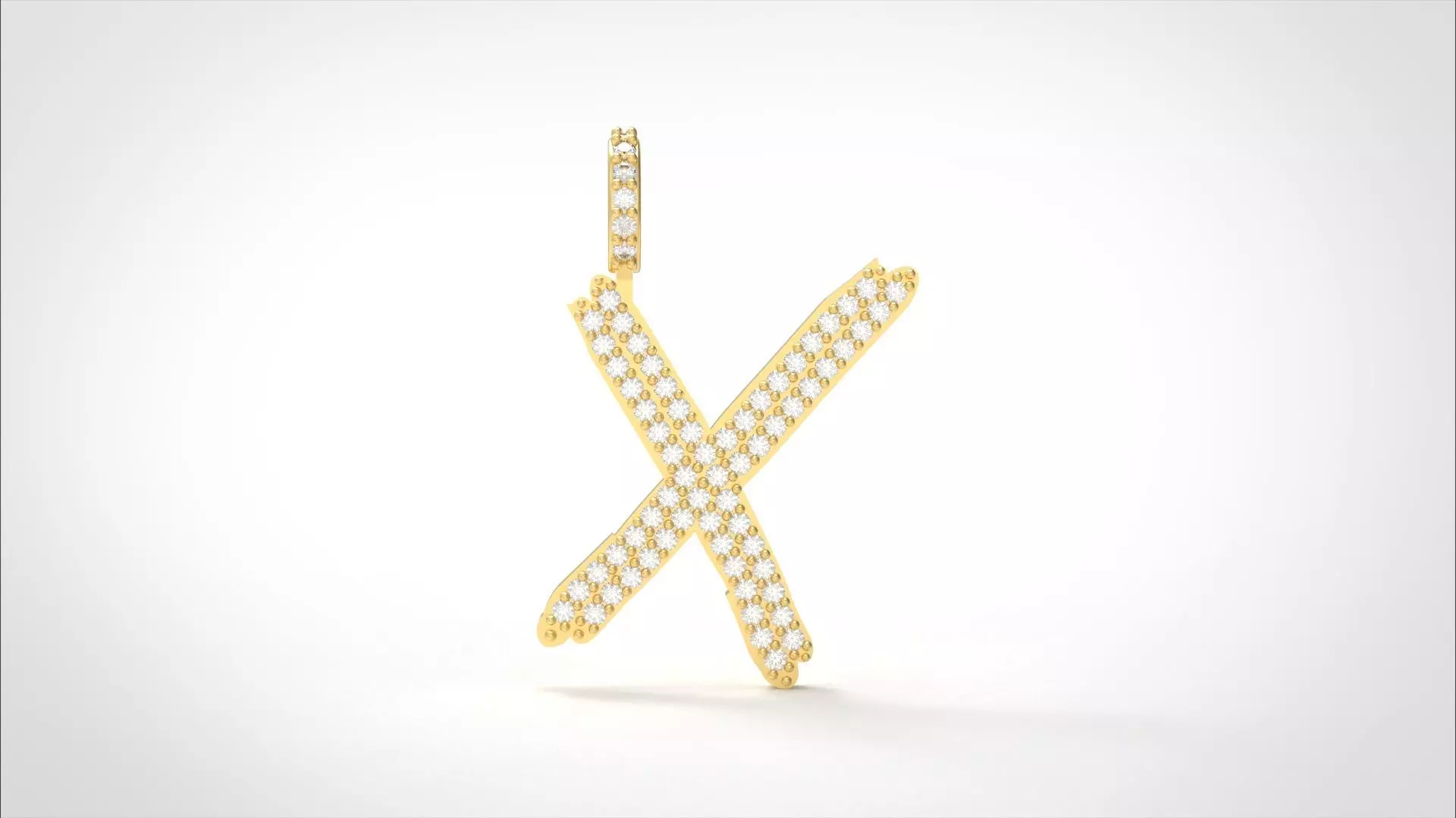 Model 820 Initial X Diamond Letter Pendant 3D print model_0