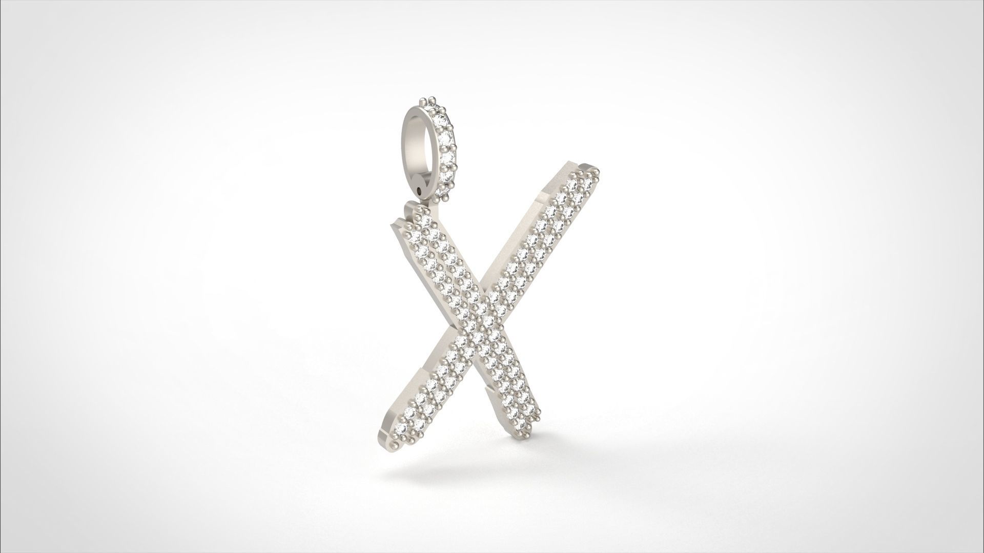 Model 820 Initial X Diamond Letter Pendant 3D print model_1