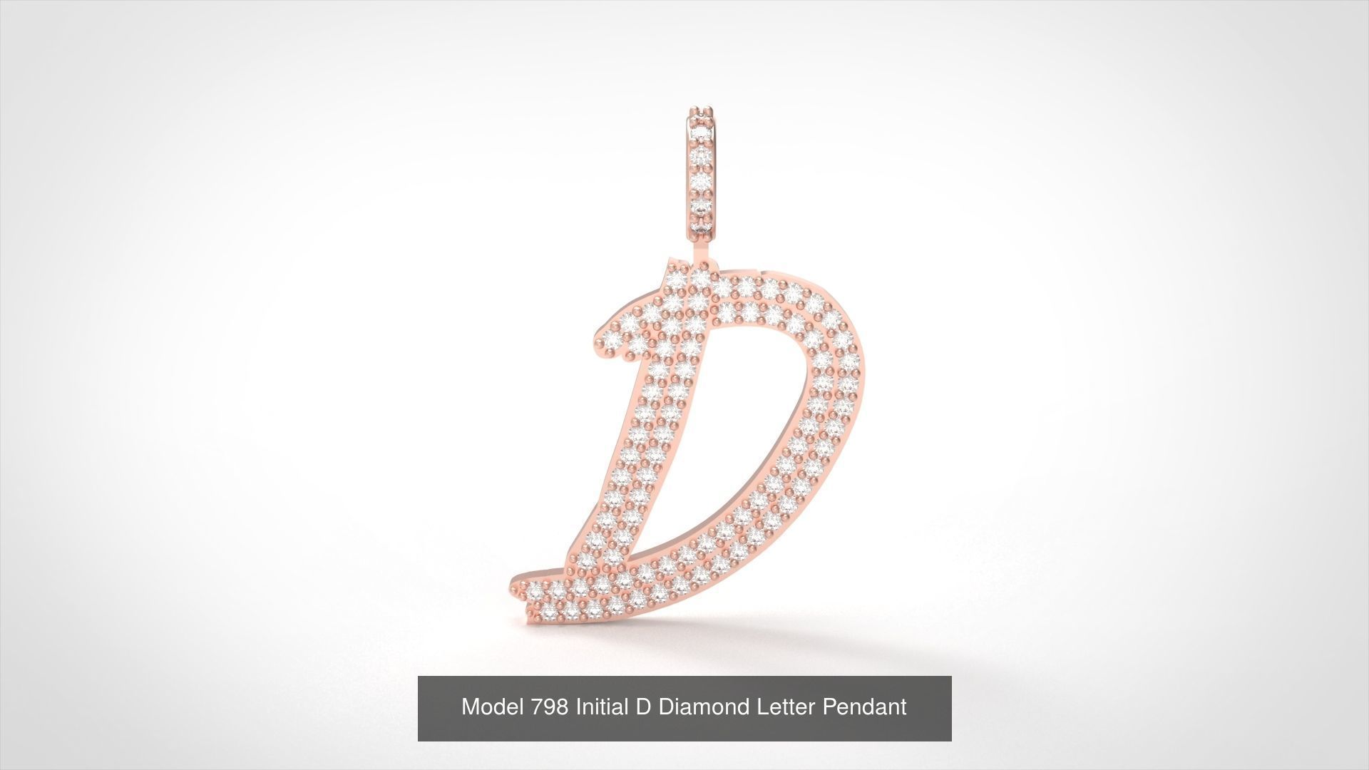 Initial All Diamond Letter Pendant 3D Model Collection_7