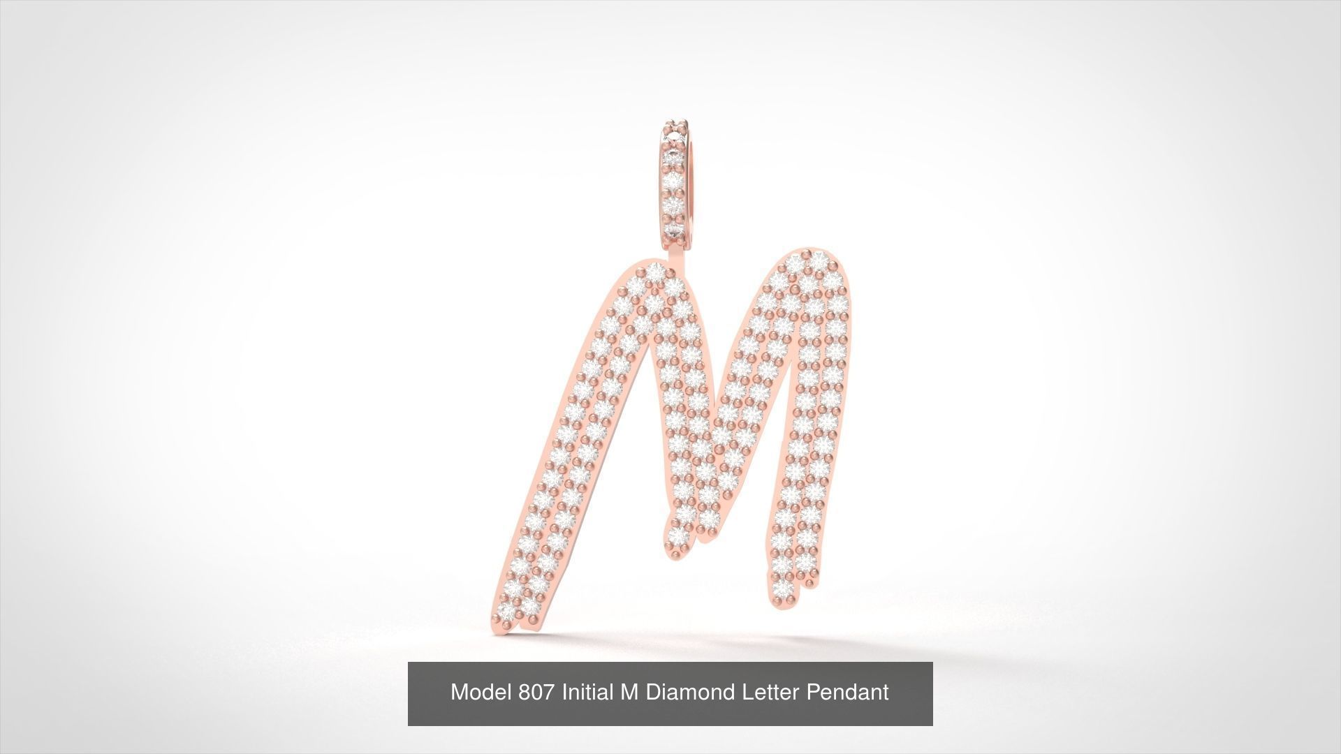 Initial All Diamond Letter Pendant 3D Model Collection_16