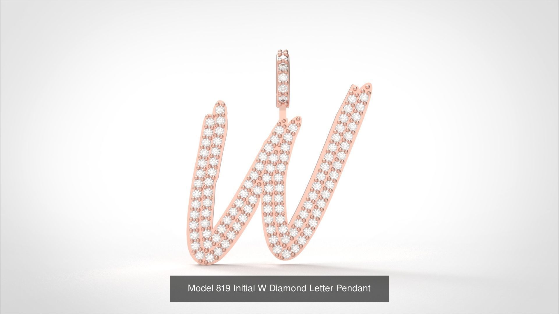 Initial All Diamond Letter Pendant 3D Model Collection_28