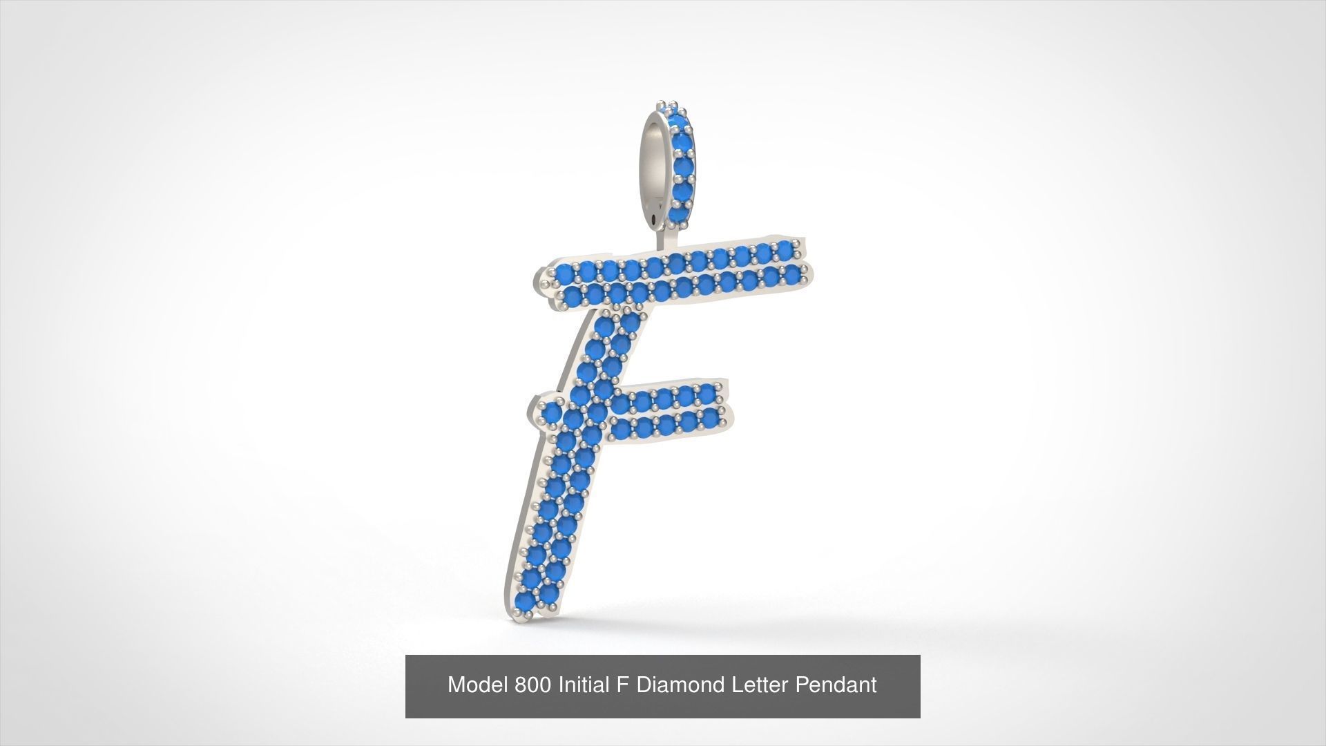 Initial All Diamond Letter Pendant 3D Model Collection_9